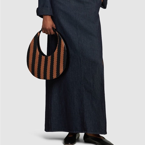 NWT STAUD Woven Raffia Moon Tote Bag - Picture 6 of 12